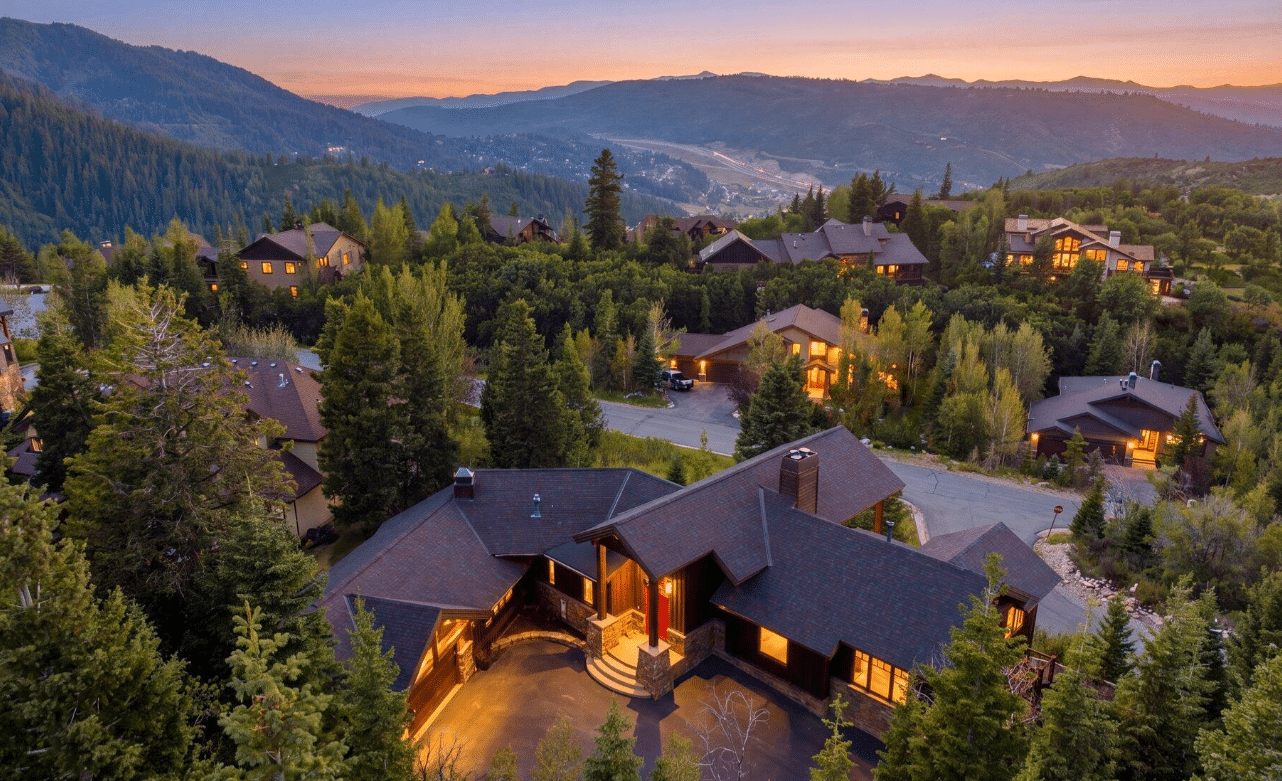 Hillside street in the Pinebrook neighborhood of Park City, Utah